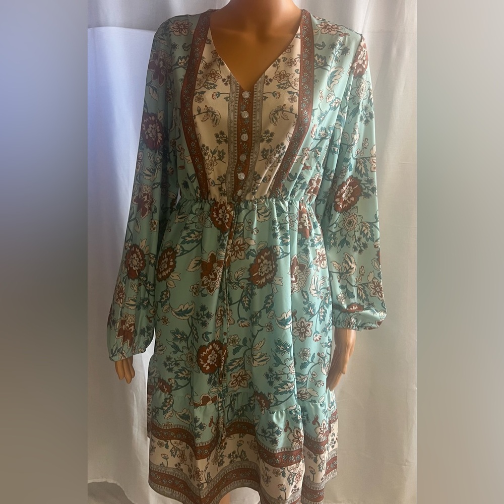 Bohemian Floral Long Sleeve Dress